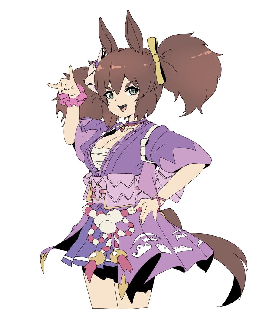 赛马娘、inari one (edomurasaki) (umamusume)、稻荷一 (赛马娘) 1名女孩 兽耳 乳房 棕发 裹胸布