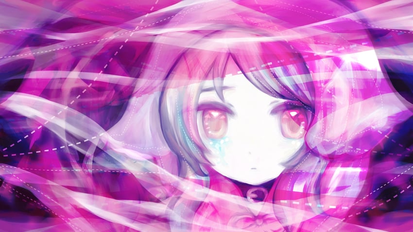 UTAU、樱花巫女 1名女孩 棕眼睛 虚线 心 眼中爱心