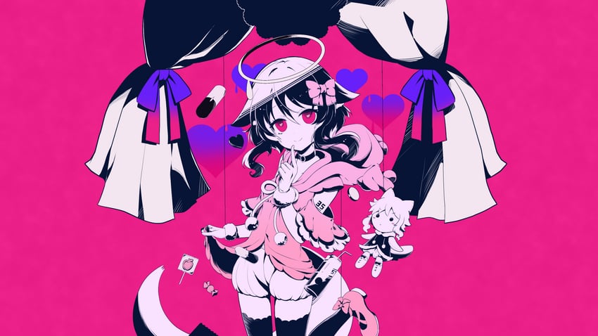 Darling Dance (Vocaloid)、UTAU、樱花巫女 1名女孩 兽耳 蝴蝶结 角色人偶 项圈