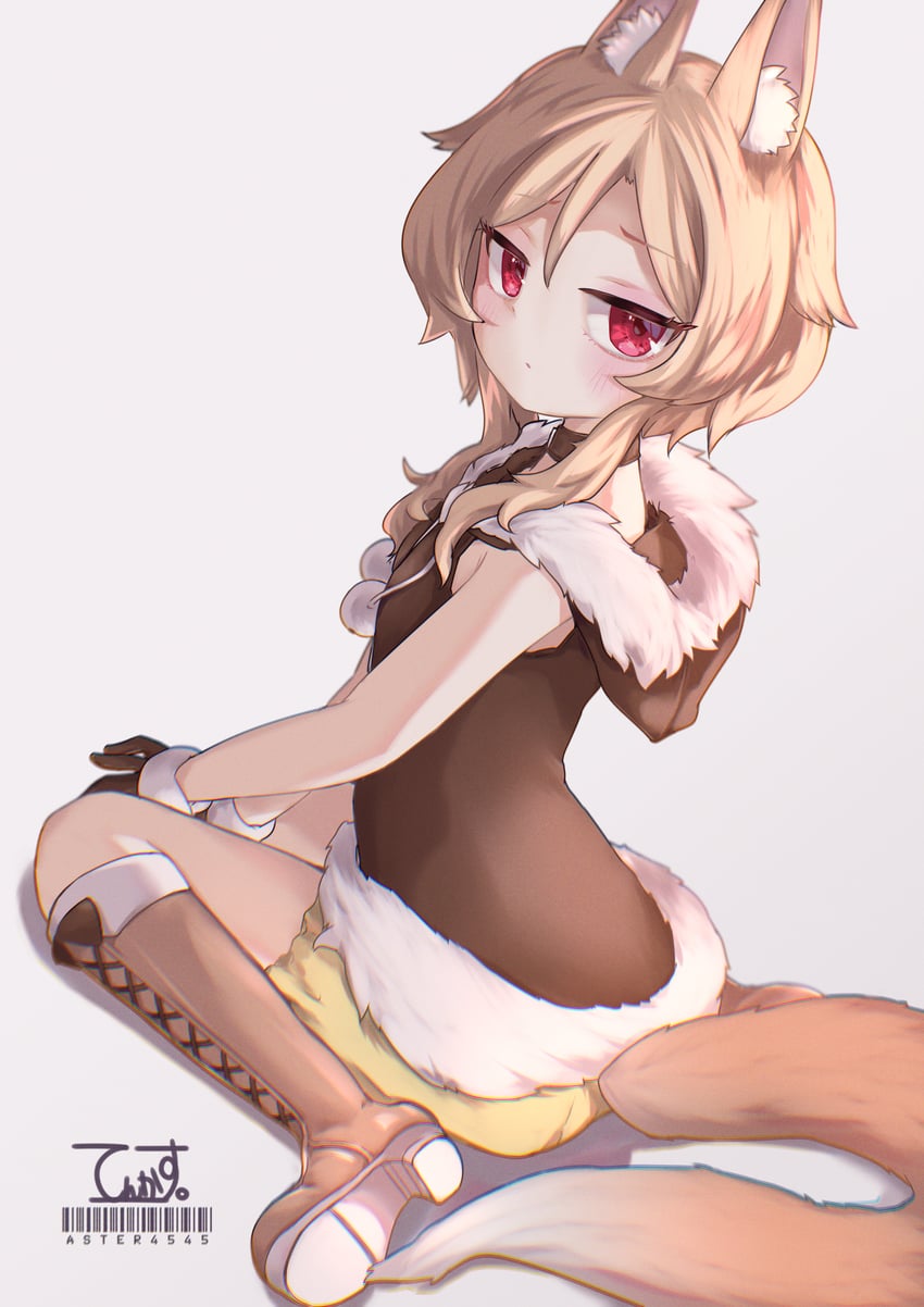 UTAU、樱花巫女 1名女孩 兽耳 靴子 棕发 毛边兜帽