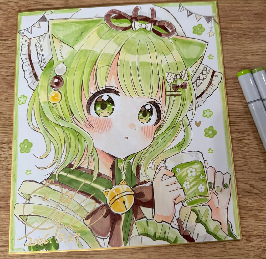 原创 1名女孩 兽耳毛 兽耳 画面内含画具 铃铛