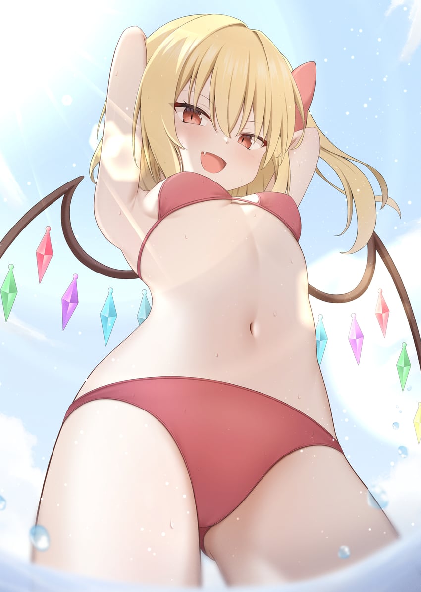 东方Project、芙兰朵露·斯卡蕾特 1名女孩 :D 替换服装 腋下 双手抱头