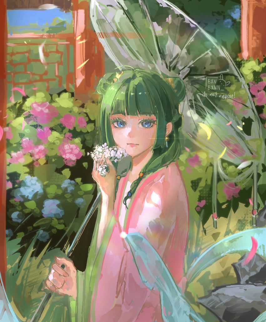 药屋少女的呢喃、猫猫 (药屋少女的呢喃) 1名女孩 蓝眼 齐刘海 脸红 中国风服饰