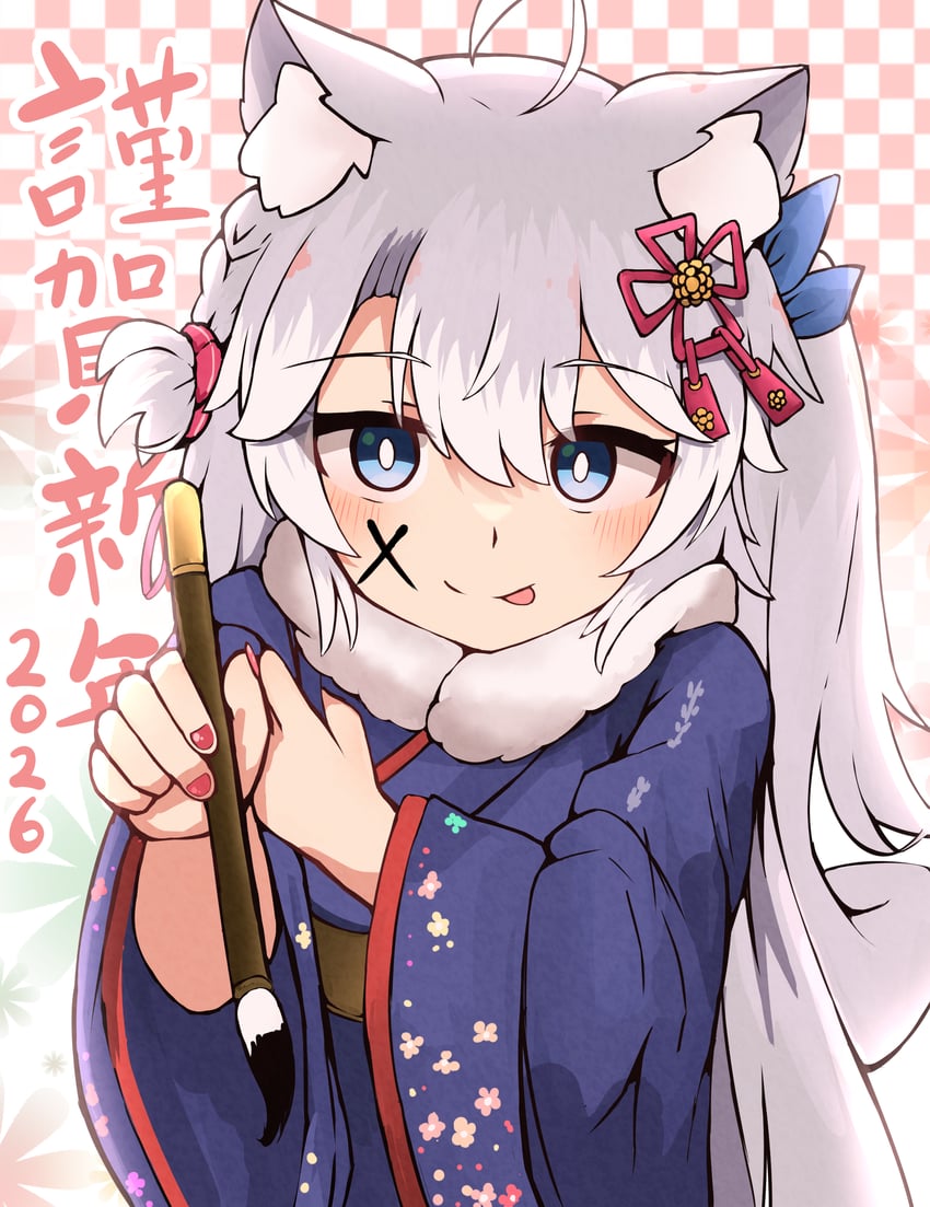 原创 1名女孩 呆毛 谨贺新年 兽耳毛 兽耳