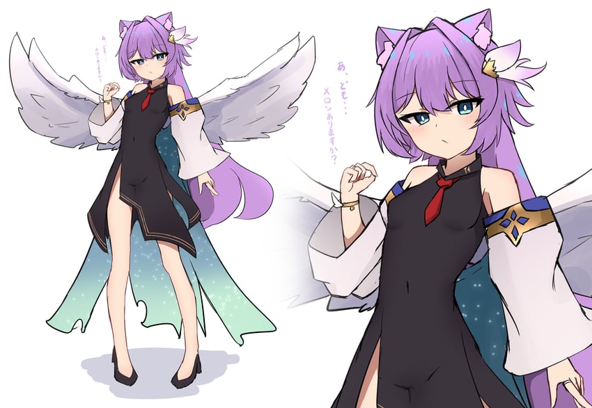 原创 1名女孩 露肩 黑色连衣裙 黑鞋 蓝眼