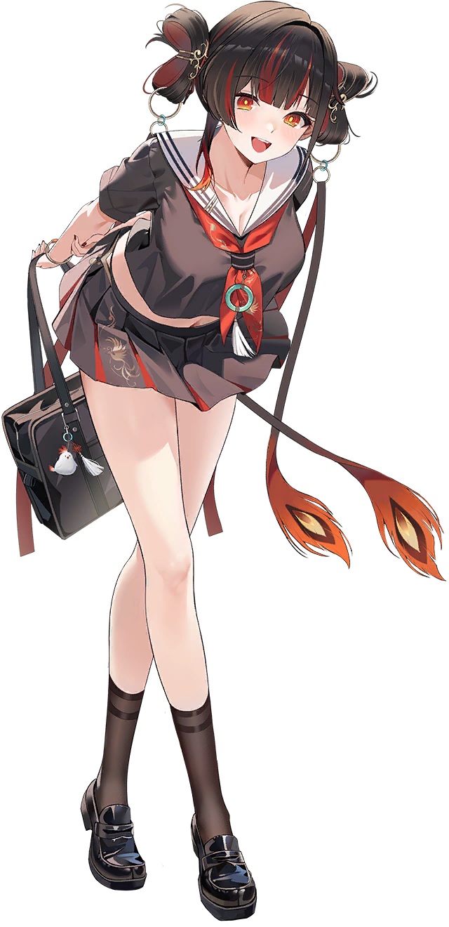 扑克命运、syusyu (after-school promise) (poker fate)、syusyu (poker fate) 1名女孩 包 长椅 黑发 黑衬衫