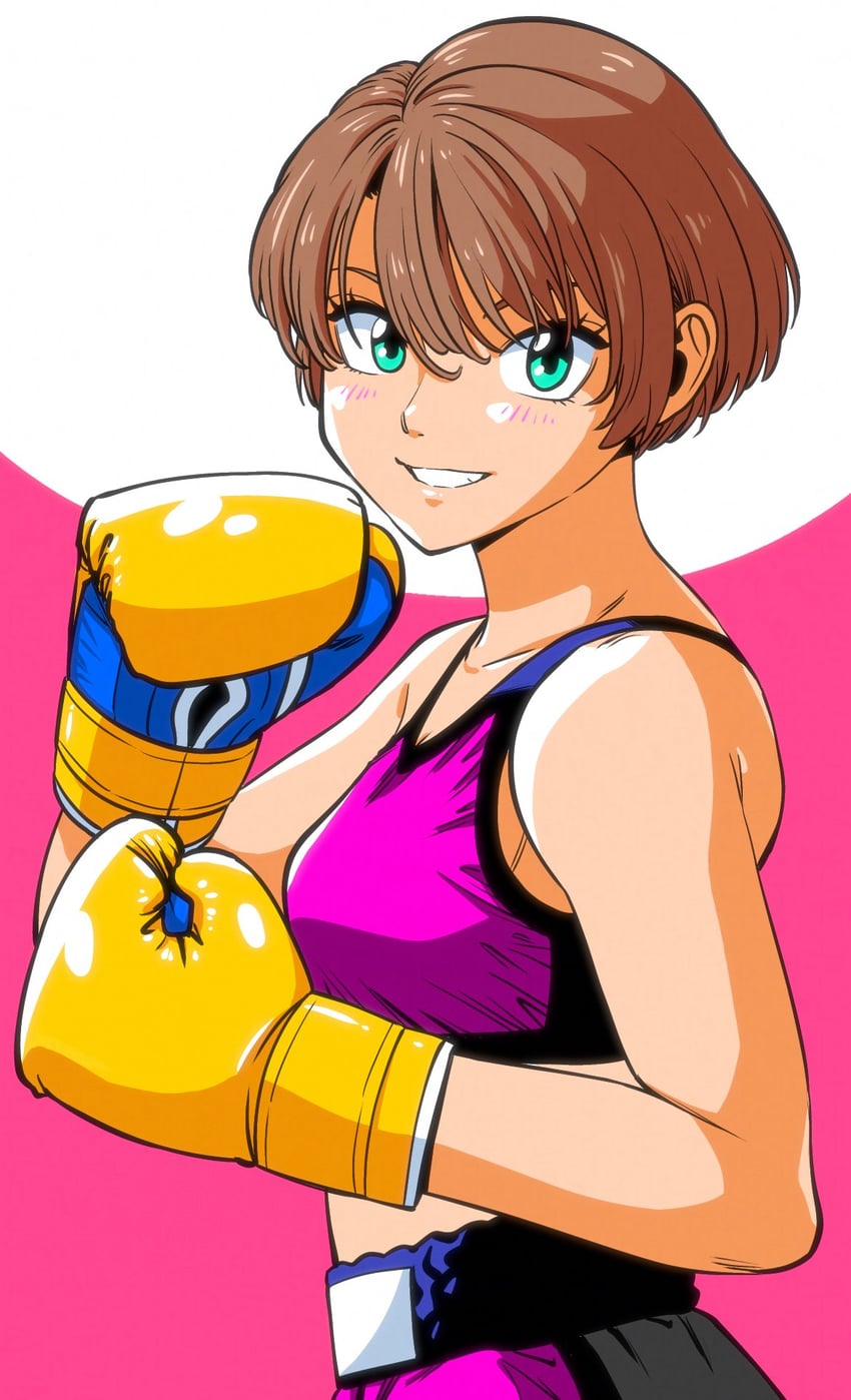原创 1名女孩 水色瞳 拳击手套 拳击短裤 乳房
