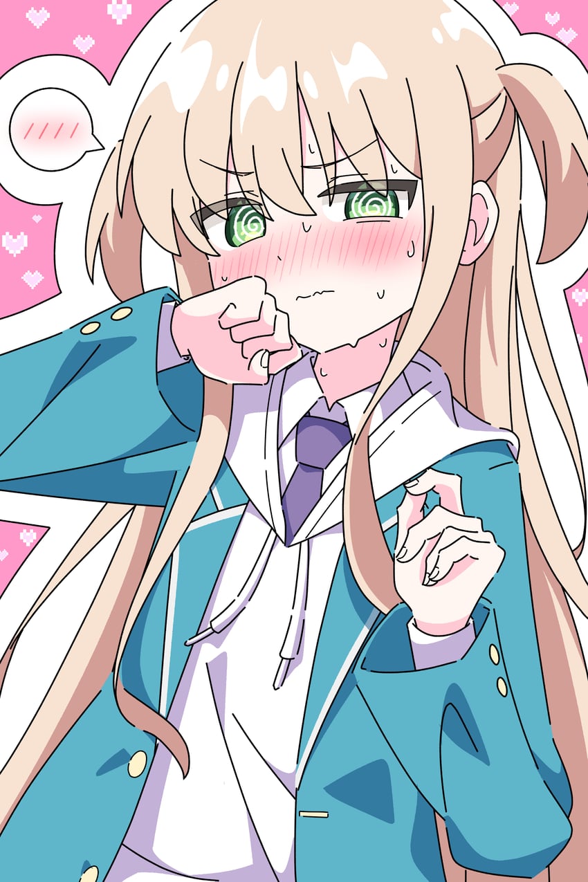 misaki-kun wa kouryaku chara janai、izumi misaki (misaki-kun) 1名男孩 @_@ 金发 脸红 纽扣