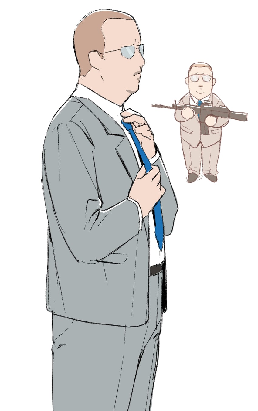 无敌少侠 (系列)、唐纳德·弗格森 1名男孩 蓝色领带 棕发 Q版 闭嘴