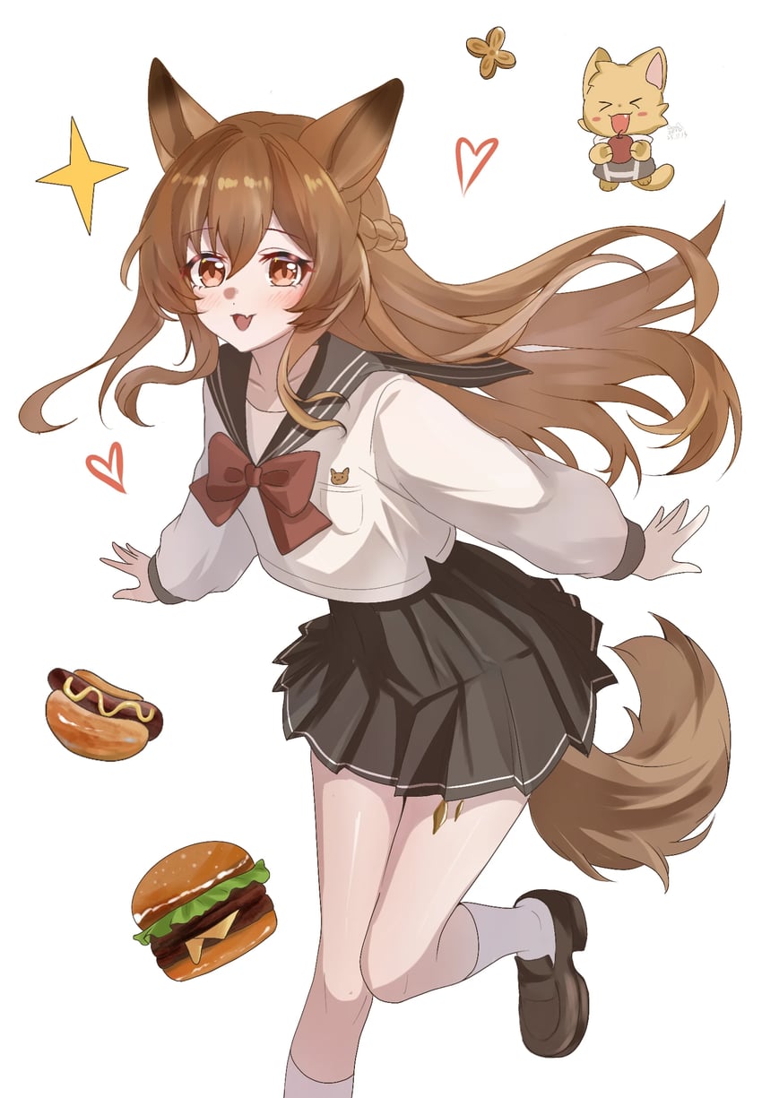 明日方舟、刻俄柏 1名女孩 :D 替换服装 兽耳 黑色水手领