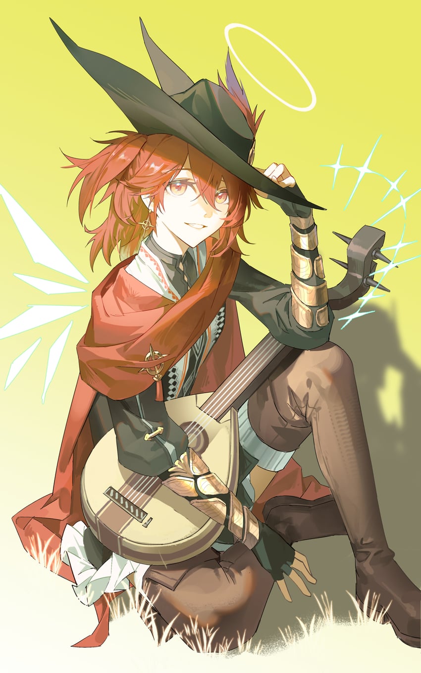 明日方舟、能天使 (明日方舟)、能天使 (新约) (明日方舟) 1名女孩 :D 铠甲 黑色手套 黑帽子