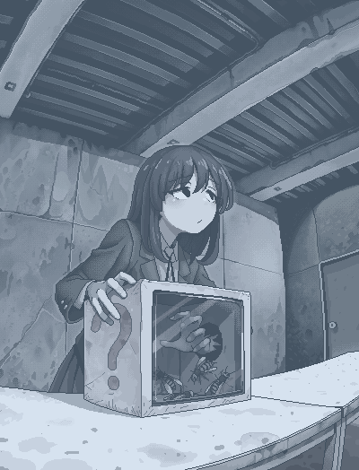 原创、筱畑幸惠 1名女孩 撇嘴 西装外套 蓝色主题 盒子