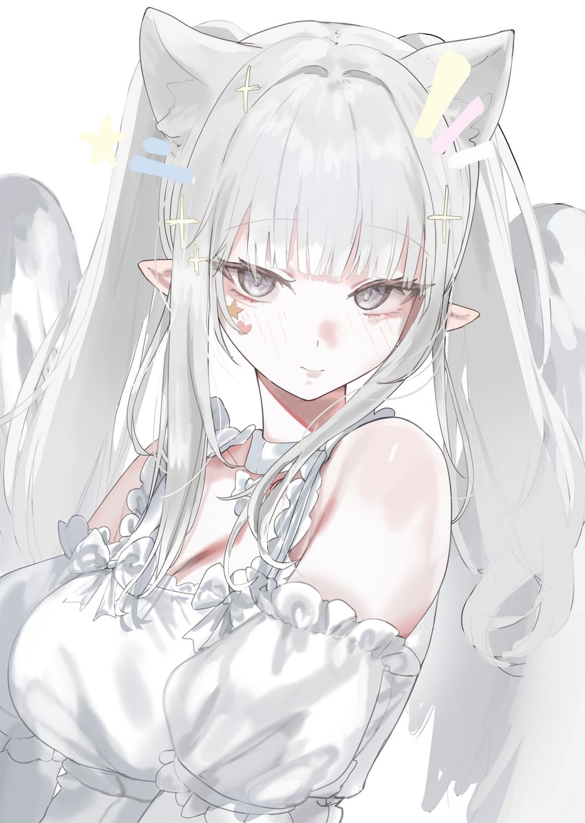 原创 1名女孩 兽耳毛 兽耳 露肩 乳房