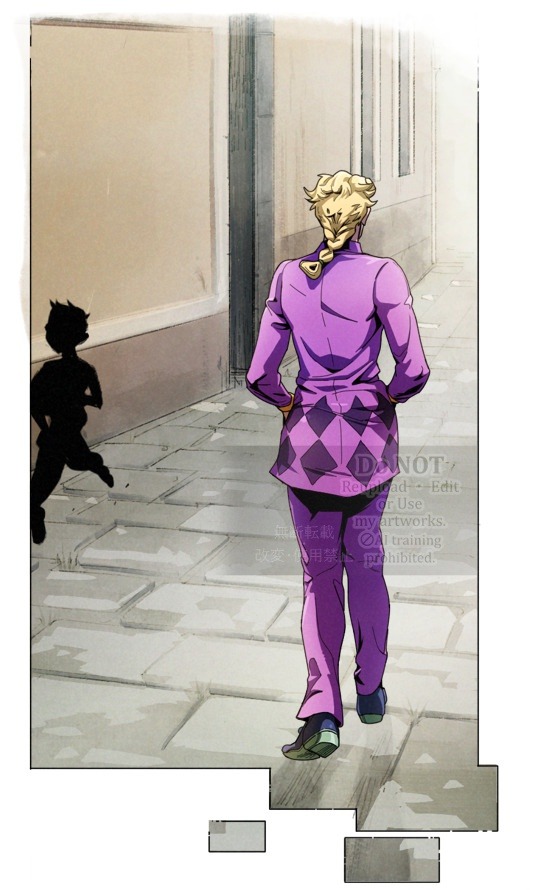 JOJO的奇妙冒险、黄金之风、乔鲁诺·乔巴纳 1名男孩 赛璐珞上色 金发 辫子 从后方