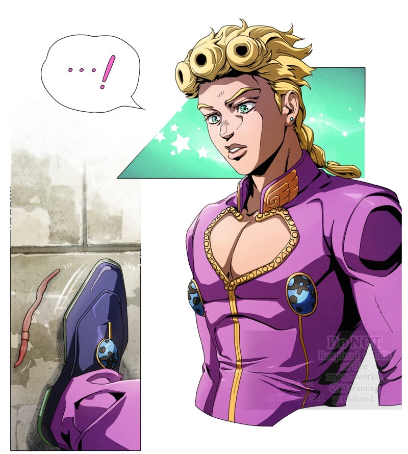 JOJO的奇妙冒险、黄金之风、乔鲁诺·乔巴纳 ...! 1名男孩 赛璐珞上色 金发 辫子