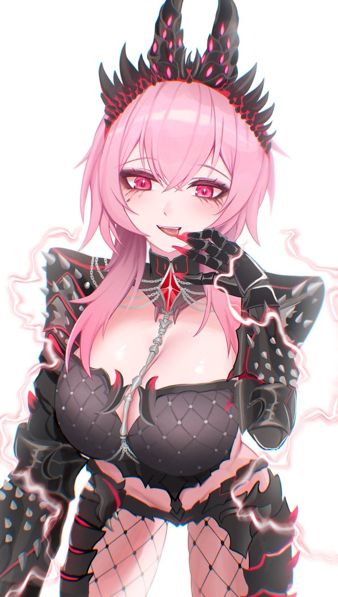 Hololive、Hololive英语、森美声 1名女孩 弯腰 乳房 乳沟 渔网过膝袜