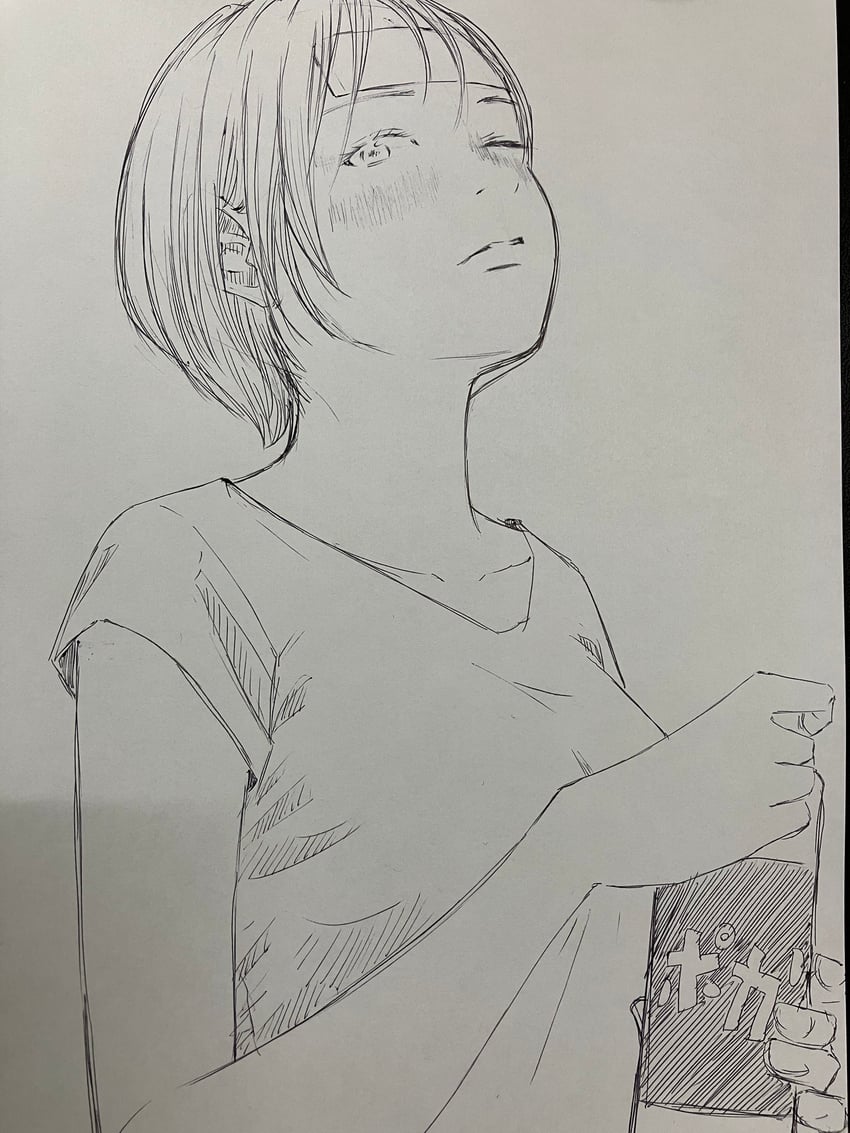 原创 1名女孩 中性 额头绷带 脸红 闭嘴
