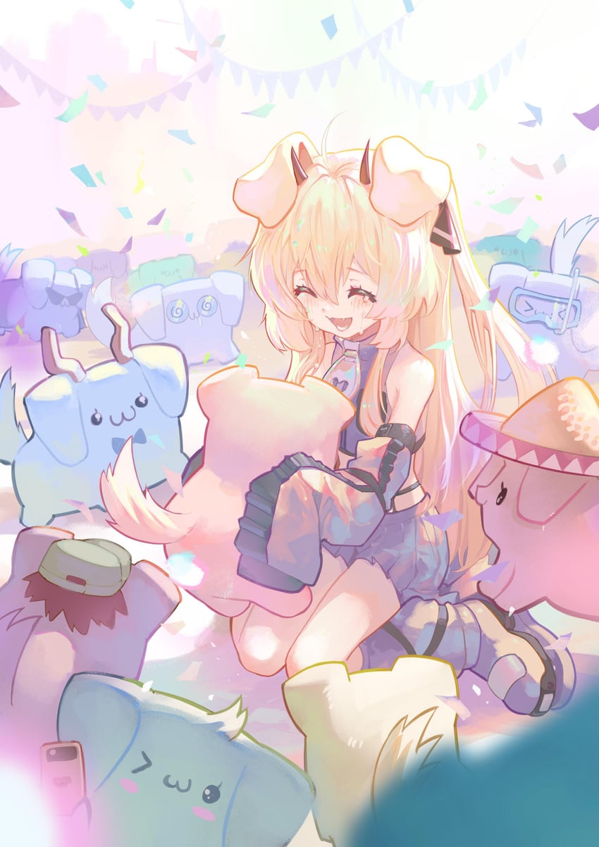 个人势虚拟主播、Cerber (Vtuber)、Minawan 1名女孩 猫脸笑 闭眼挤眼 >_o (表情) @_@