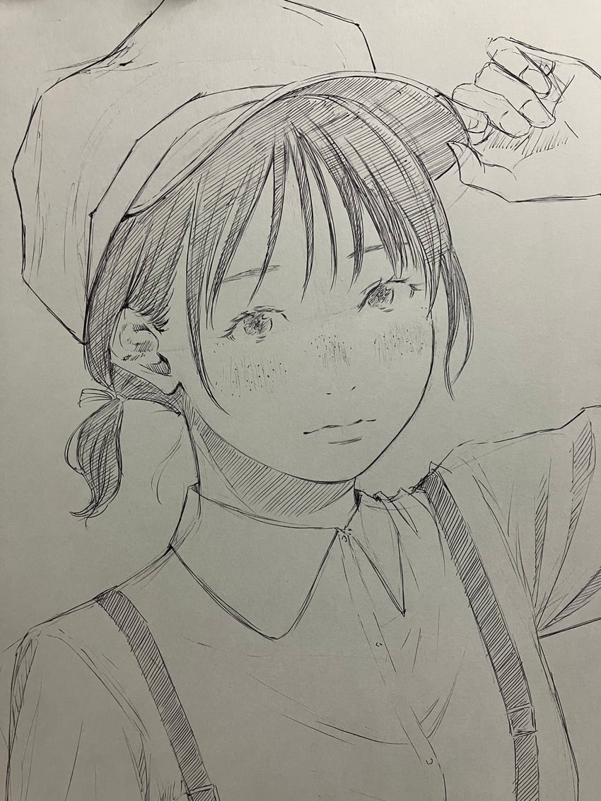 原创 1名女孩 整理衣服 整理头饰 碎刘海 闭嘴