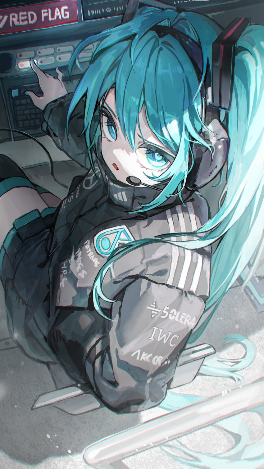 VOCALOID、初音未来 1名女孩 黑色靴子 靴子 绿眼 绿发