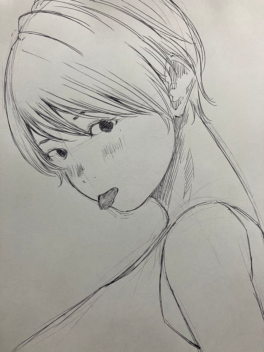 原创 1名女孩 灰度 看向观众 向侧面看 单色
