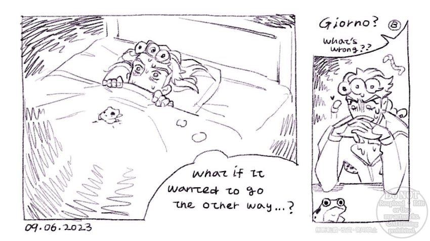 JOJO的奇妙冒险、黄金之风、乔鲁诺·乔巴纳 1名男孩 床 毯子 漫画 蚯蚓