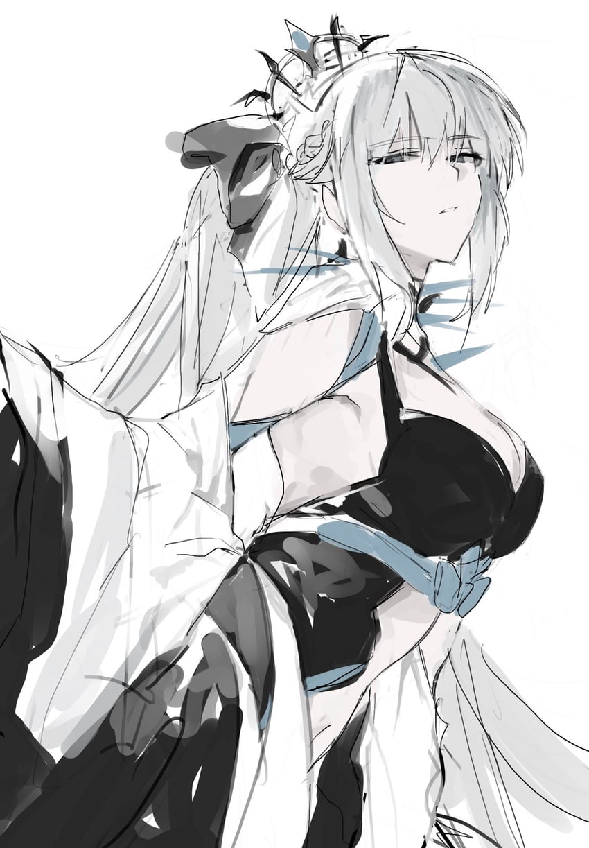 Fate/Grand Order、Fate系列、摩根勒菲 (Fate) 1名女孩 腋窝褶皱 黑色蝴蝶结 蓝眼 蝴蝶结