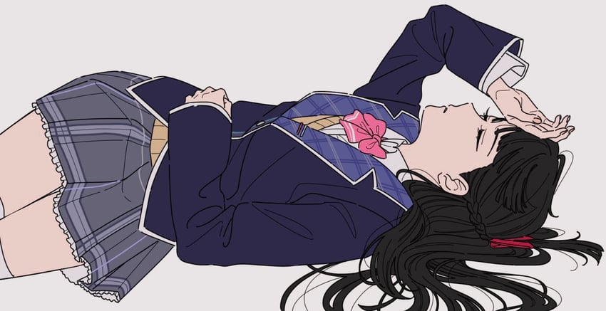 彩虹社、月之美兔、月之美兔 (第一套服装) 1名女孩 黑发 蓝色夹克 齐刘海 齐切鬓角