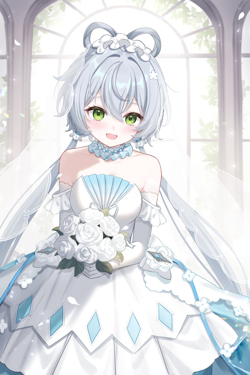 VOCALOID、Vsinger、洛天依 1名女孩 :D 替换服装 露肩 脸红