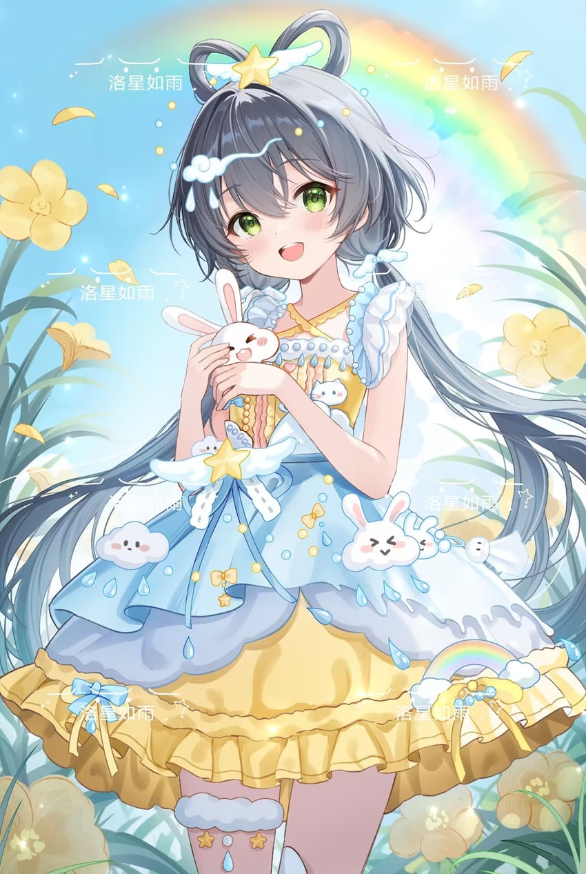 VOCALOID、Vsinger、洛天依 1名女孩 :D 替换服装 黑发 脸红