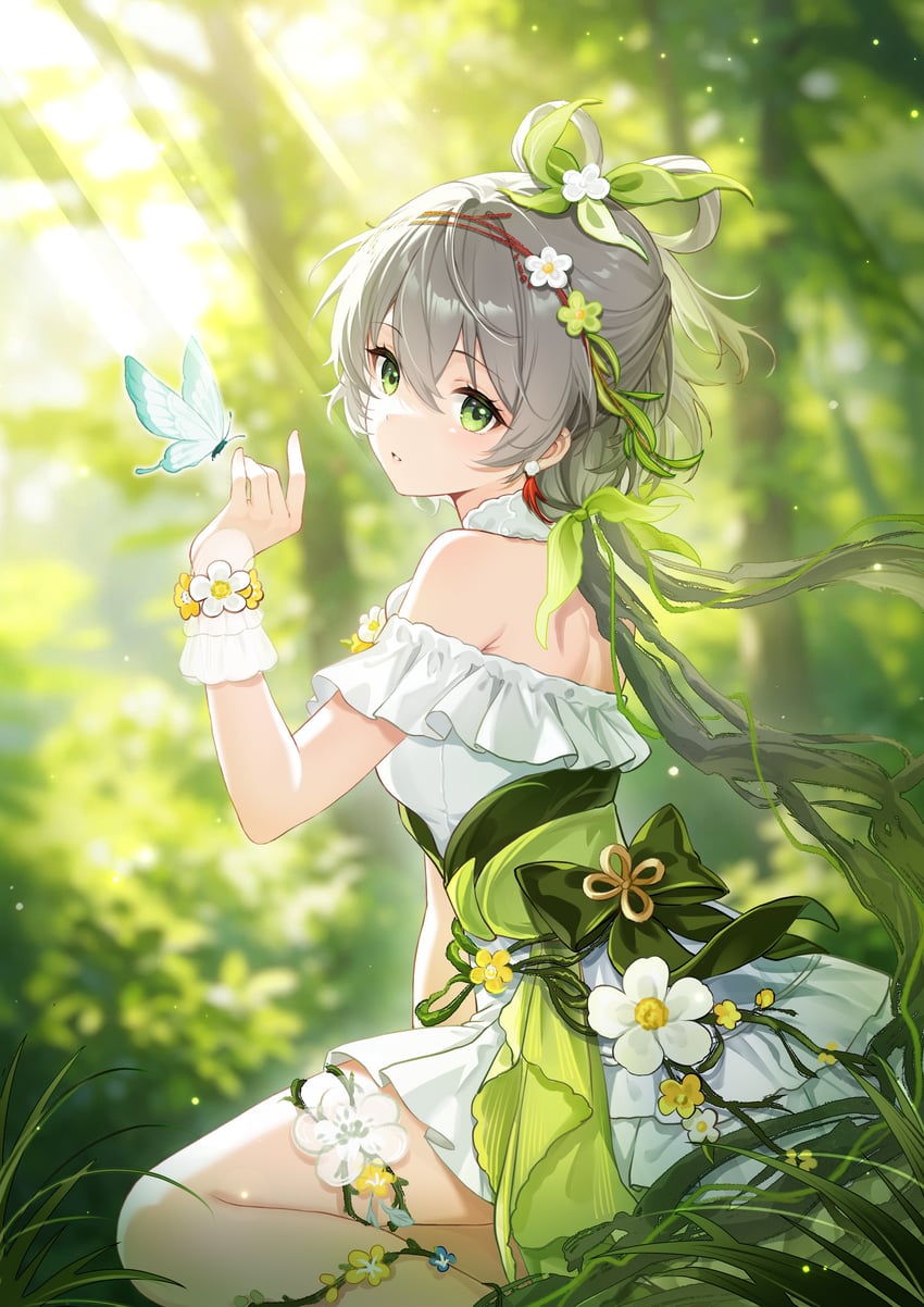 VOCALOID、Vsinger、洛天依 1名女孩 替换服装 露肩 模糊 模糊背景