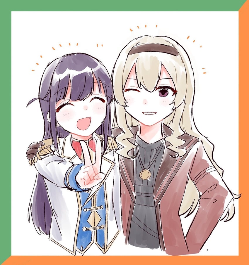 少女☆歌剧 Revue Starlight、西条克洛迪娜、露崎真昼 2名女孩 :D 微笑 搂肩 手臂放在侧边