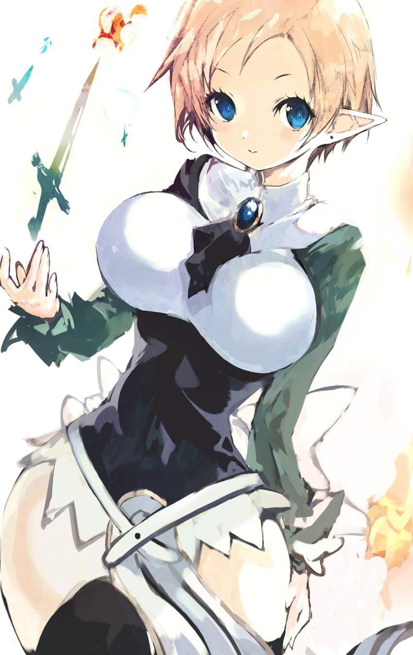 魔界战记、魔法骑士 (魔界战记) 1名女孩 阿斯科特领巾 后背蝴蝶结 黑色细领带 黑色紧身连体衣