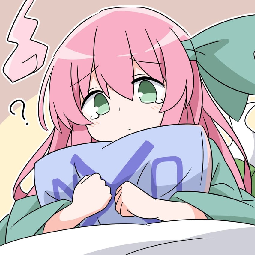 原创、yuzuha (akagyogun) 1名女孩 问号 蝴蝶结 棕色背景 幽灵女孩