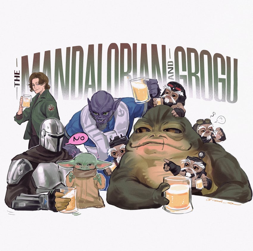 星球大战、曼达洛人、the mandalorian and grogu 1名女孩 6个以上男孩 酒 外星人 铠甲