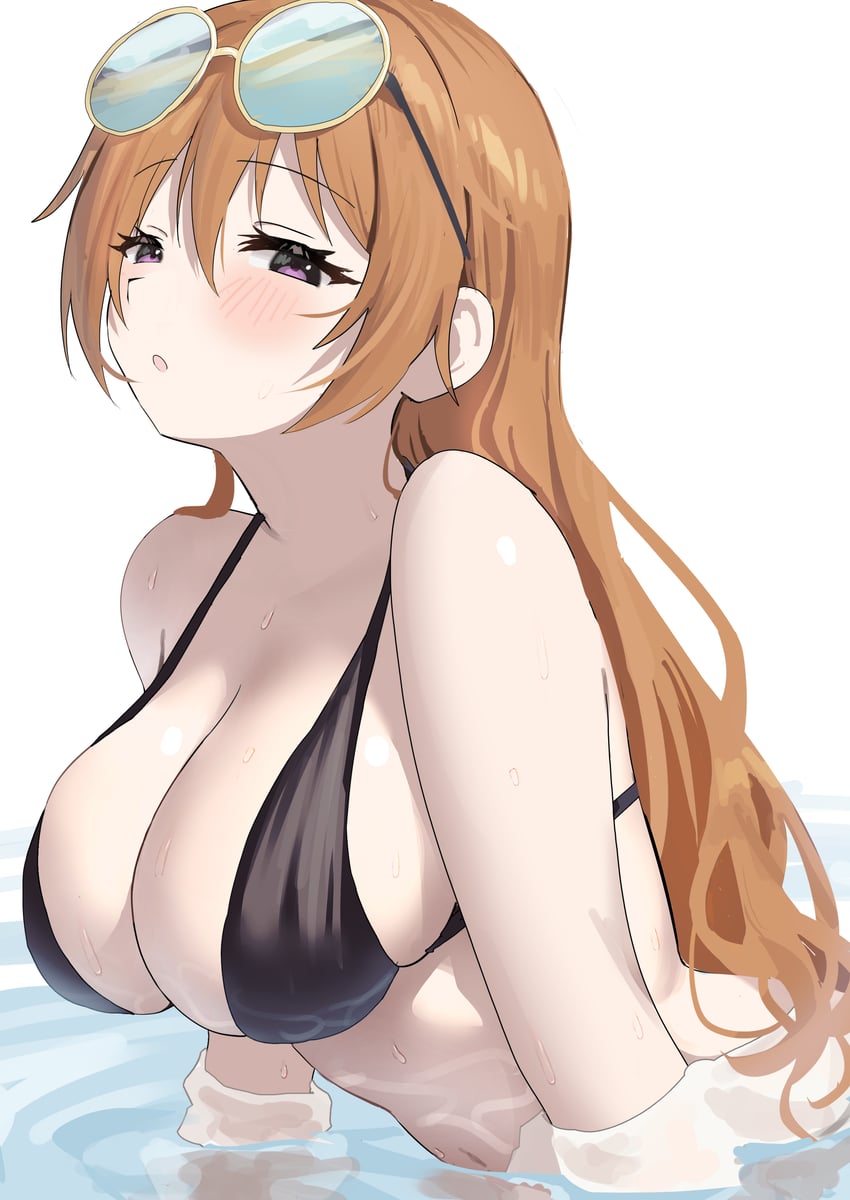 Love Live!、Love Live! 虹咲学园学园偶像同好会、近江彼方 1名女孩 比基尼 黑色比基尼 乳房 棕发