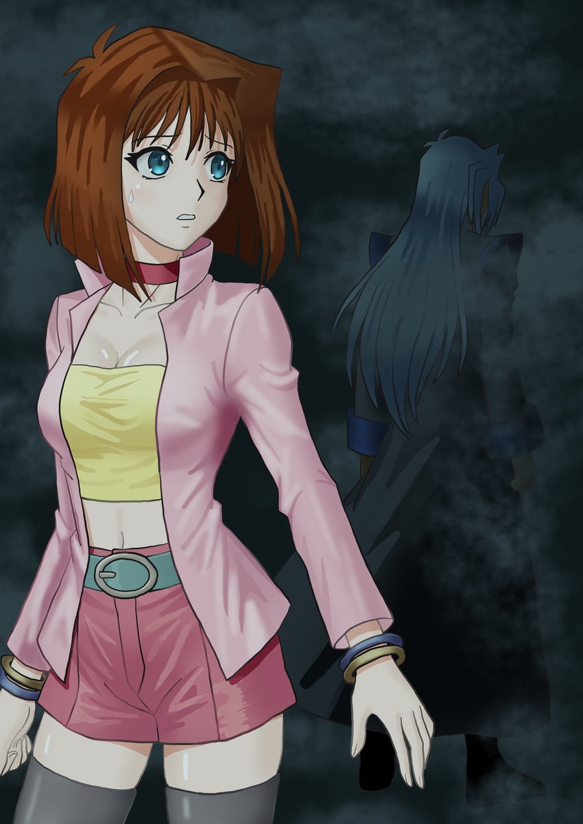 游戏王、游戏王DM、dartz (yu-gi-oh!) 1名男孩 1名女孩 腰带 黑色大衣 黑鞋