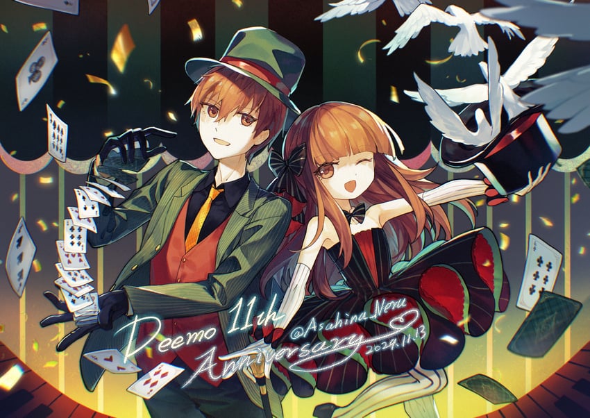 Deemo、爱丽丝 (Deemo)、Hans (古树旋律) 1名男孩 1名女孩 鸟 兄妹 棕发