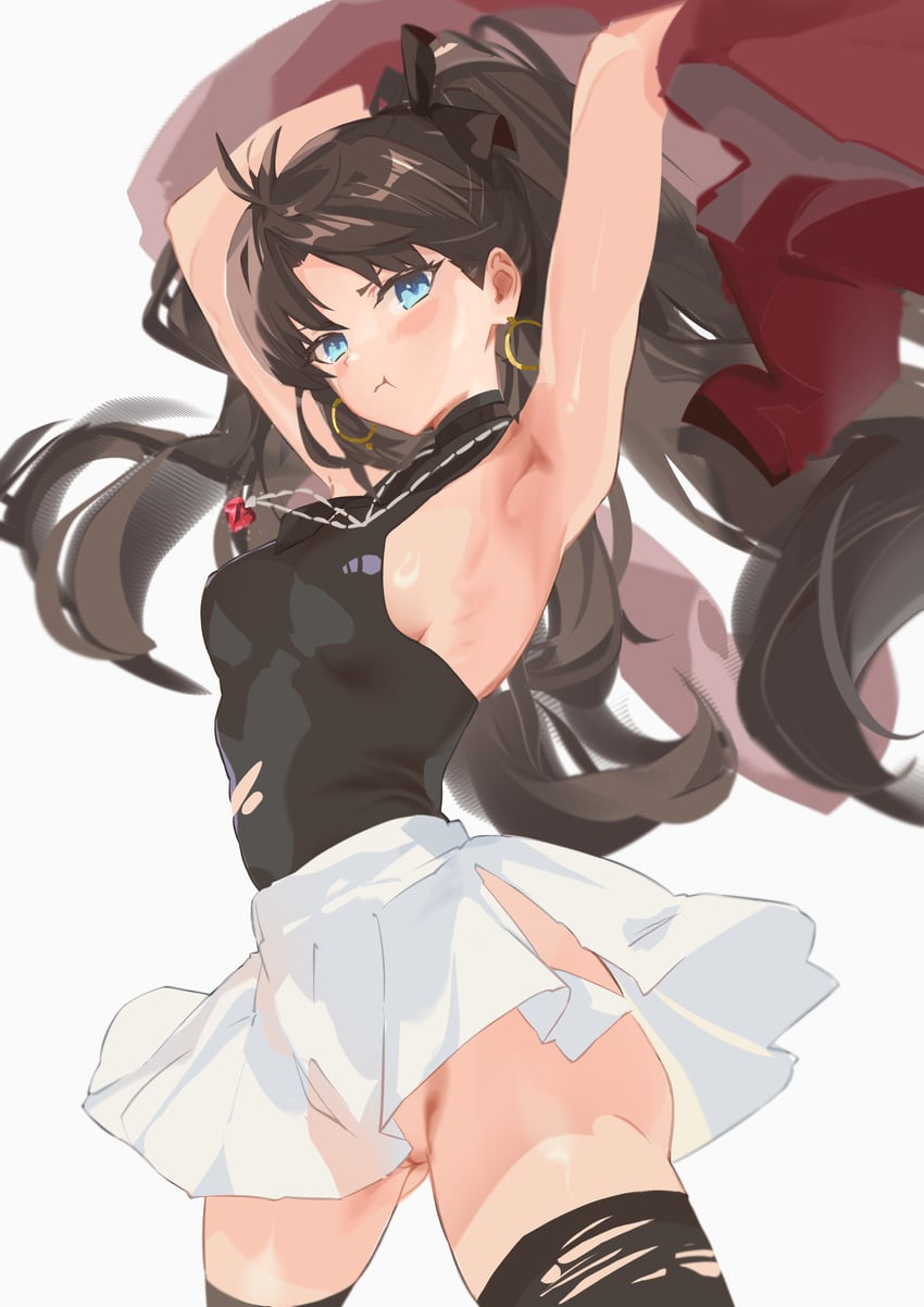Fate/stay night、Fate系列、崩坏：星穹铁道 1名女孩 黑发 黑衬衫 黑色过膝袜 蓝眼