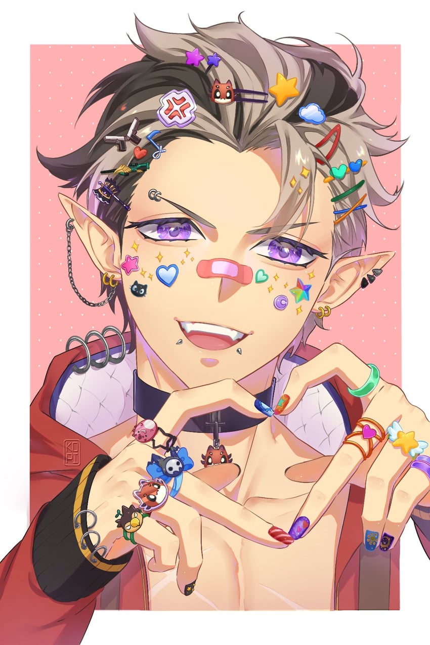 HOLOSTARS、Holostars English、巴比（金弹） 1名男孩 :D 卧蚕 替换服装 青筋发饰