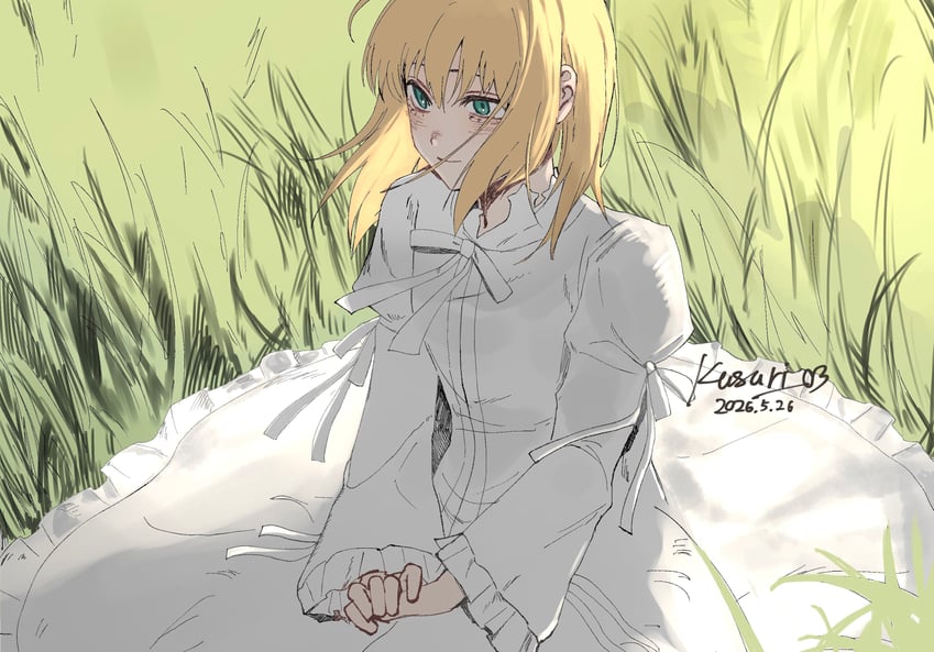 Fate/stay night、Fate系列、最终话（Fate） 1名女孩 金发 脸红 白天 连衣裙