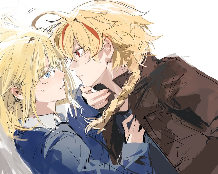 Fate/strange Fake、Fate系列、理查一世 (Fate) 1名男孩 1名女孩 呆毛 金发 蓝眼