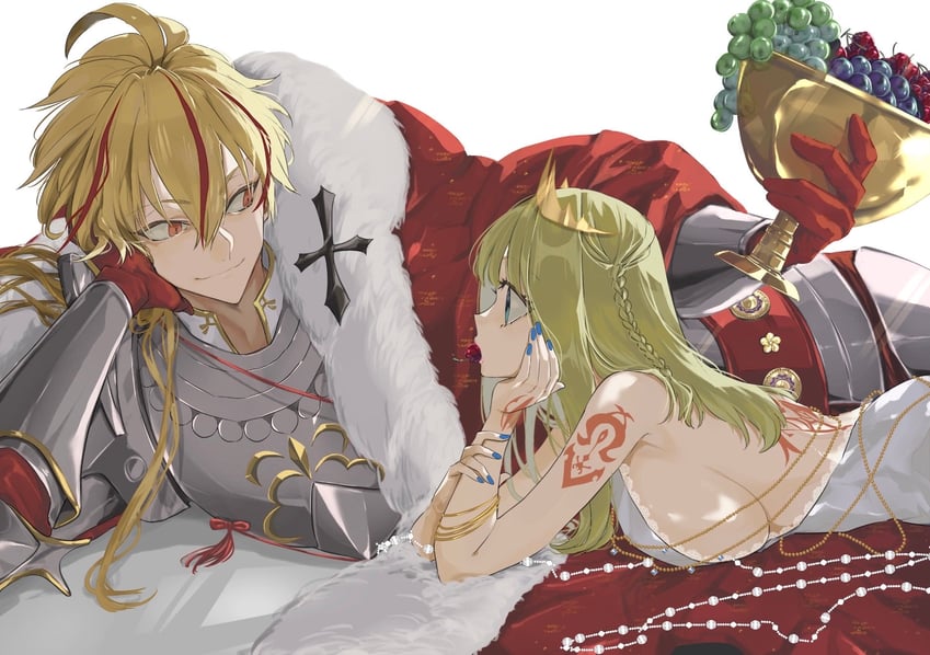 Fate/strange Fake、Fate系列、理查一世 (Fate) 1名男孩 1名女孩 呆毛 铠甲 金发