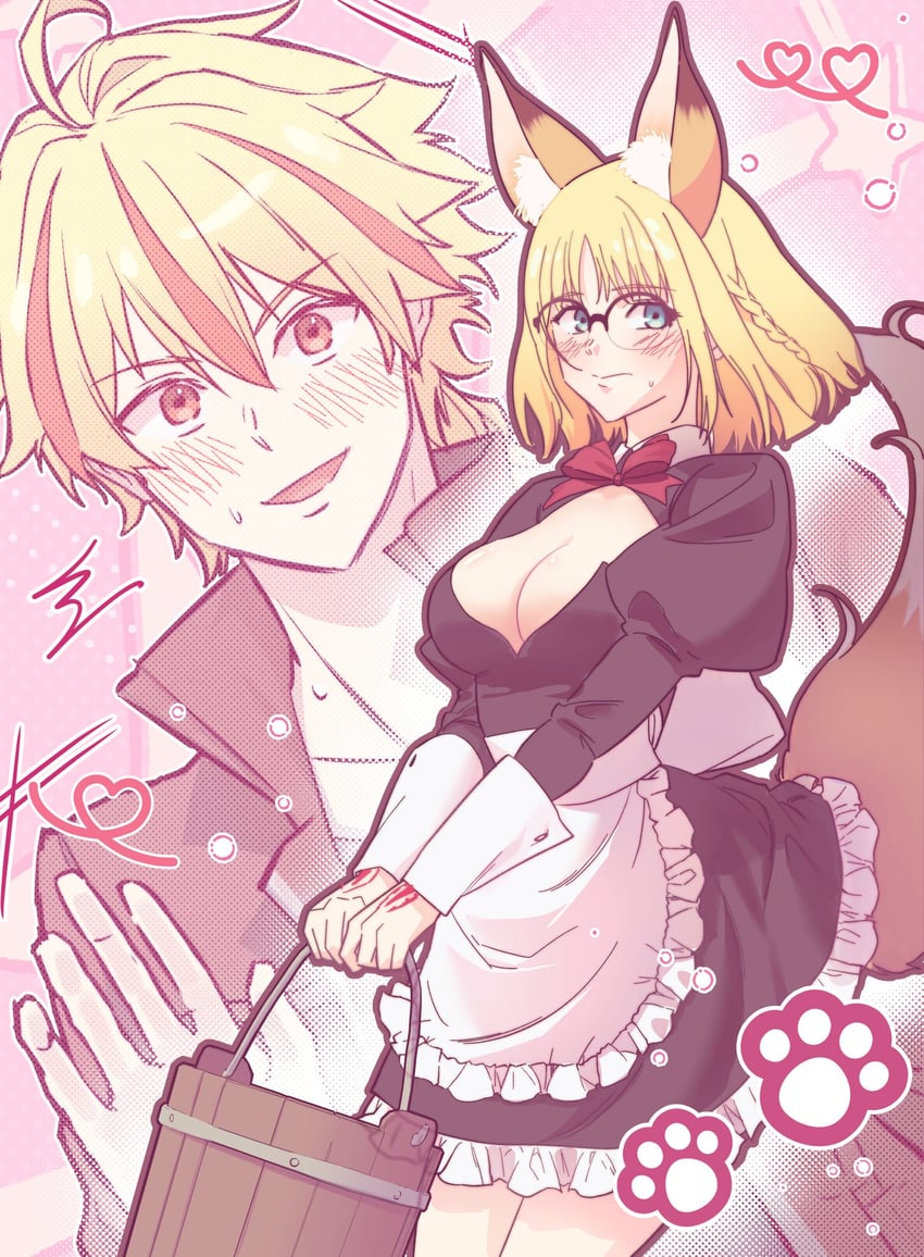 Fate/strange Fake、Fate系列、理查一世 (Fate) 1名男孩 1名女孩 呆毛 兽耳毛 兽耳