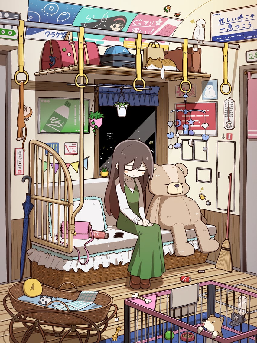 原创 1名女孩 动物 幼兽 鸟 碗