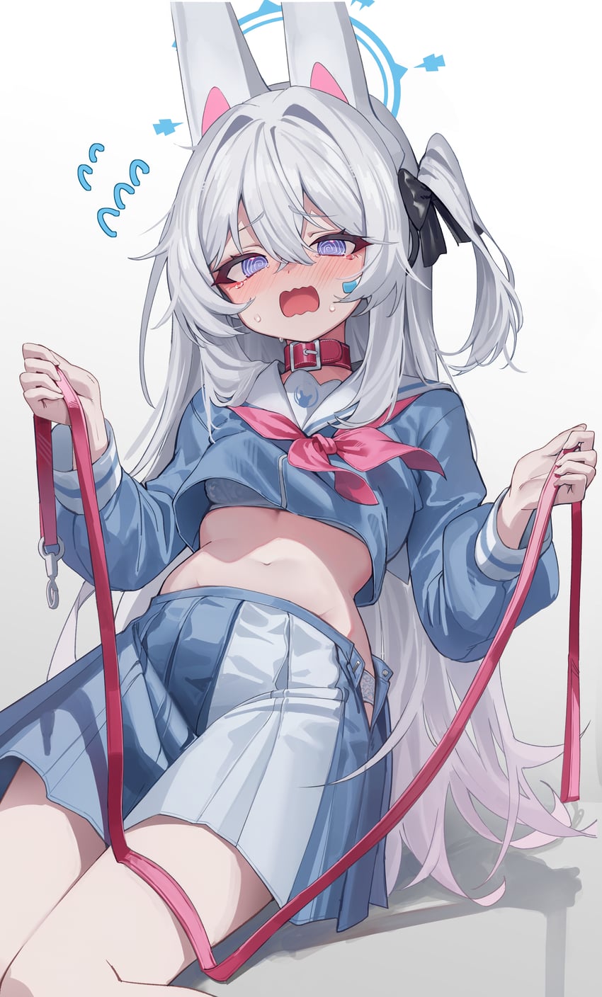 蔚蓝档案、月雪宫子 (蔚蓝档案) 1名女孩 @_@ 动物项圈 兽耳发箍 兽耳