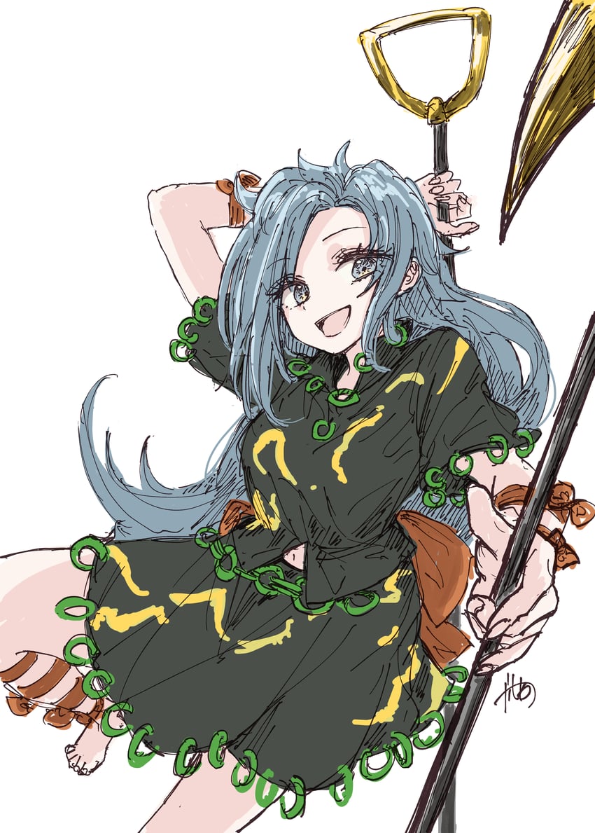 东方Project、姬虫百百世 1名女孩 赤脚 黑衬衫 黑色裙子 蝴蝶结