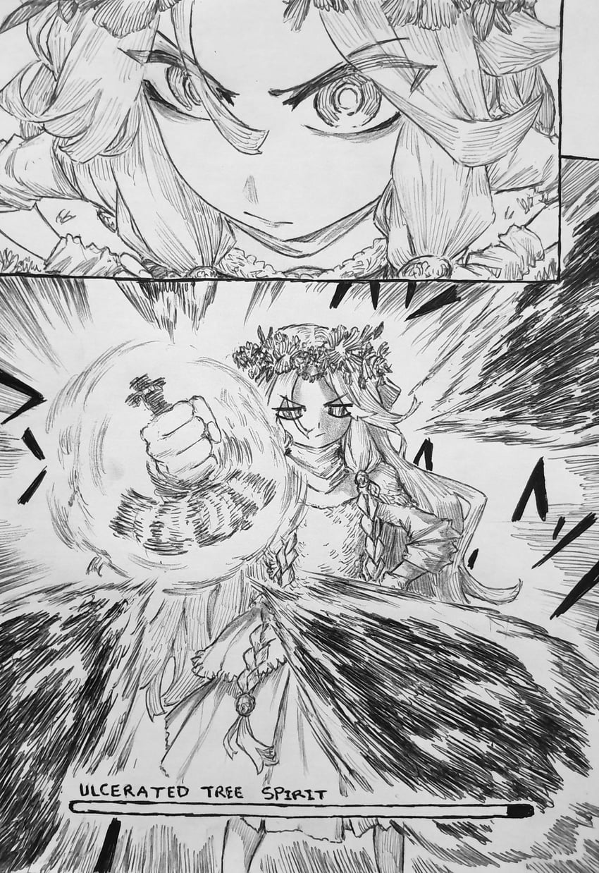 艾尔登法环、艾尔登法环：暗夜统治、王室幽魂 (艾尔登法环) 1名女孩 铃铛 辫子 编发侧鬓 特写