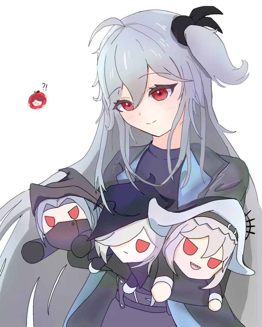 明日方舟、能天使（苹果）（明日方舟）、能天使 (明日方舟) !? 1名女孩 呆毛 黑色夹克 黑色丝带