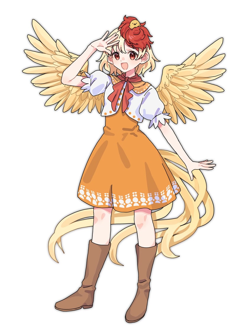 东方Project、庭渡久侘歌 1名女孩 头上的动物 幼兽 鸟 头顶小鸟